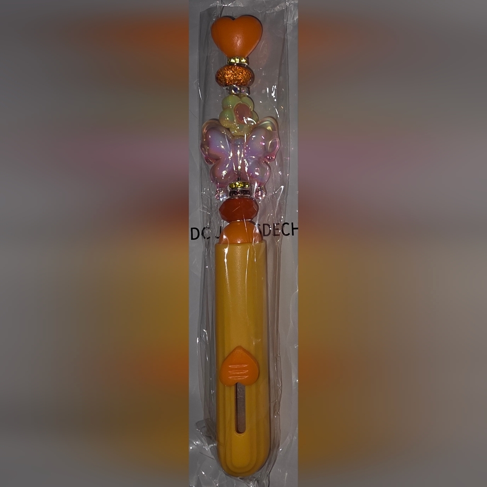 Hand Beaded Flower And Butterfly Utility Knife